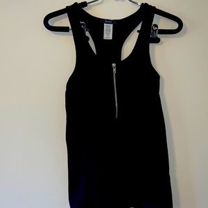 A black zip up tank top